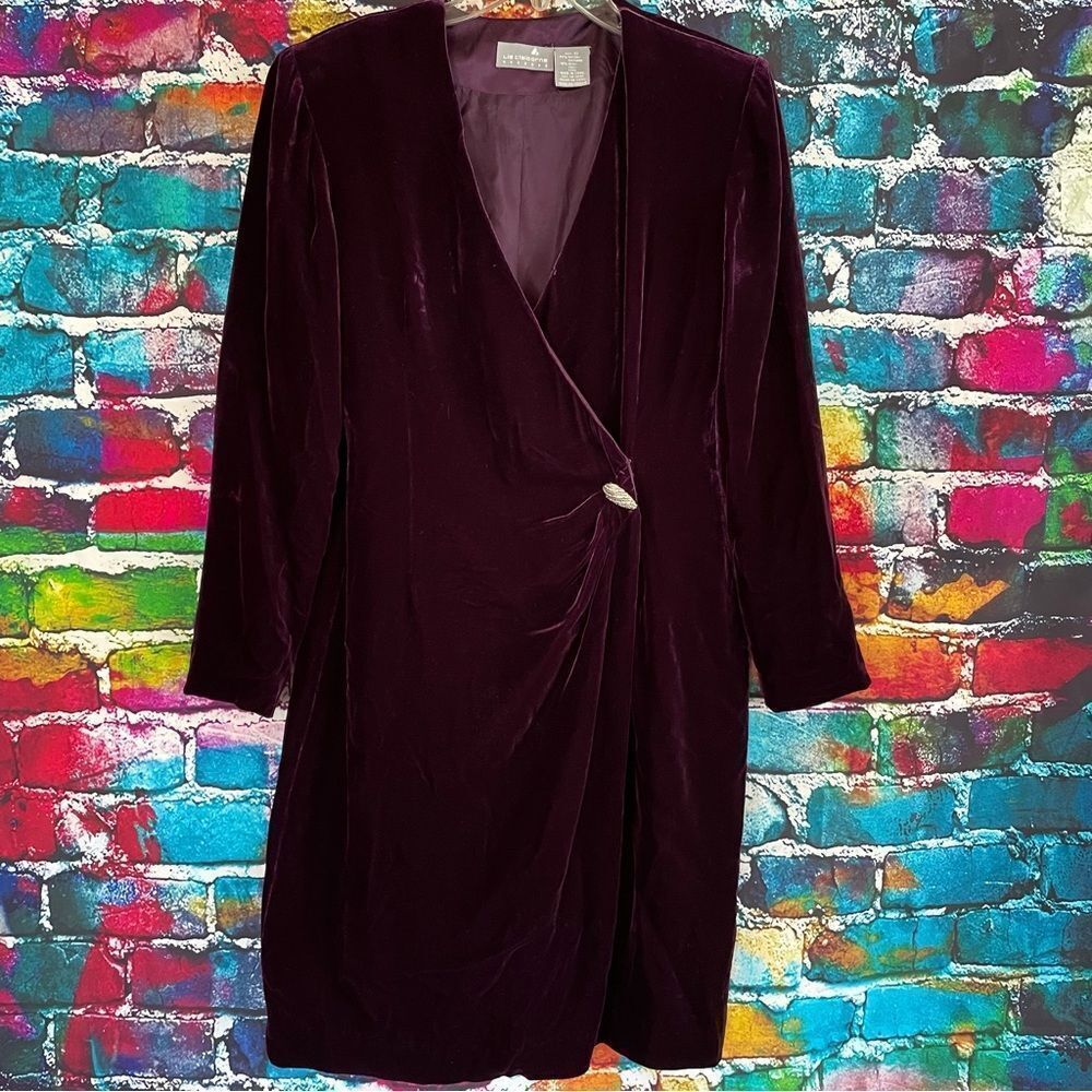 Vintage Liz Claiborne Velour Wrap Dress Size 6